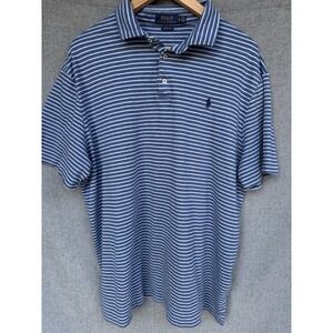Polo Ralph Lauren Custom Slim Fit Polo Shirt Men's Size XL Blue Striped